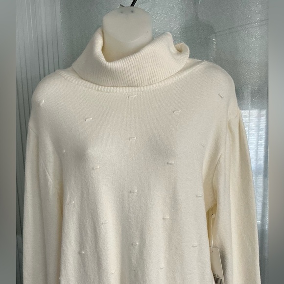 Snowflake New York Cream Color Turtleneck Tunic Sweater - Picture 5 of 10